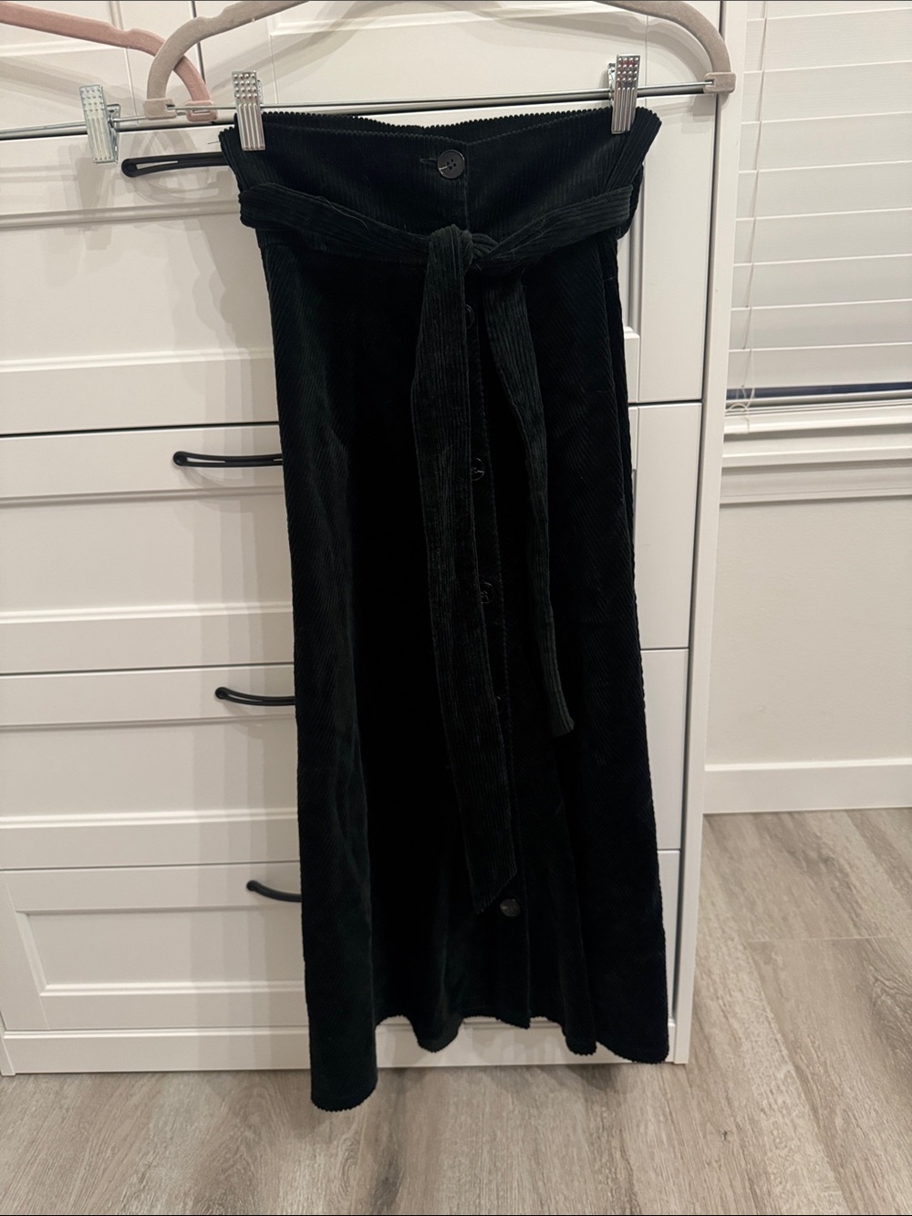Dark green Corduroy Tie-Waist Maxi Skirt - Women's